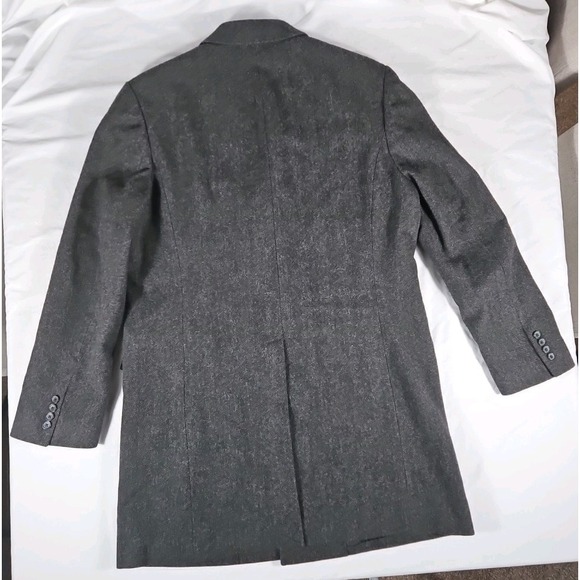 J Crew Mens Mayfair Topcoat Gray Herringbone 100% Wool Yorkshire Tweed Size L - Picture 13 of 13